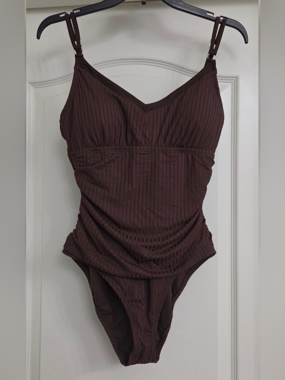 Ellen Tracy Chocolate Brown Ribbed One-Piece